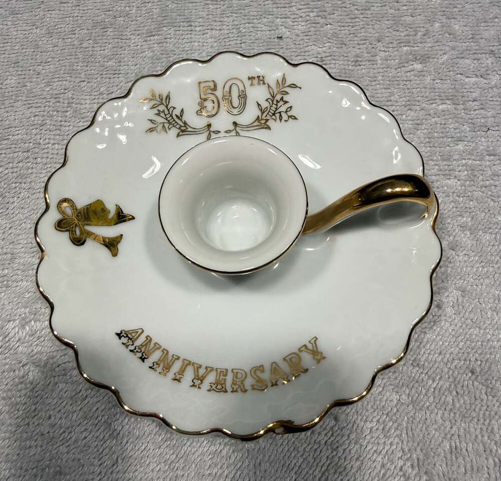 Lefton China 50th Anniversary Candle Holder
